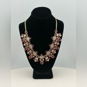 Givenchy Red/Clear Cut Rhinestones set in Gold Tone Metal Resort Runway